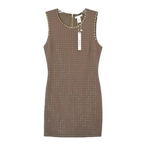 Esley Mini Bodycon Dress Size M NWT Taupe Gold Studded Sleeveless Party Rocker